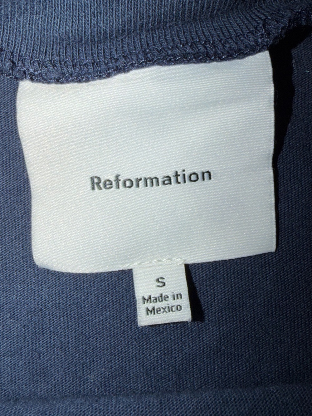 Reformation Rowan Crew Tee Midnight Blue Boxy Cotton Top S - Picture 4 of 5